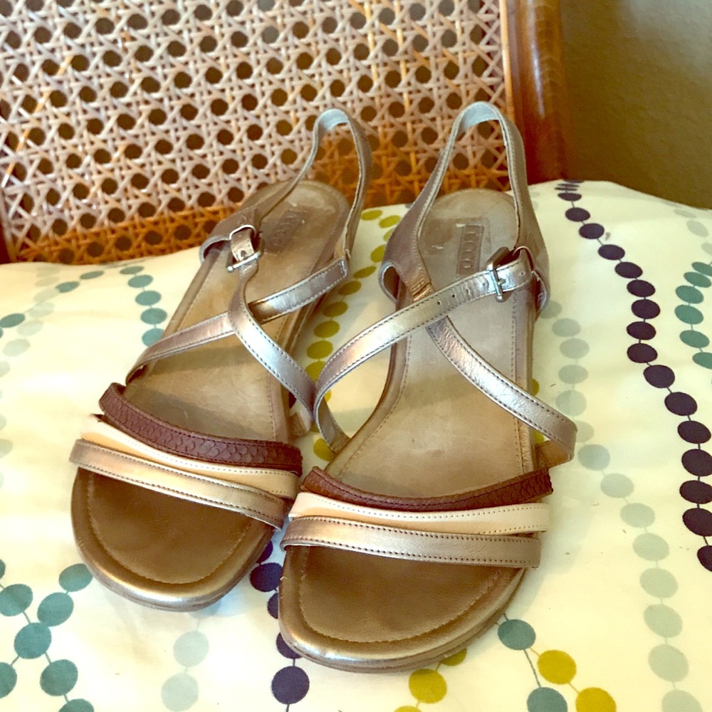 Ecco Metallic Cross Strap Sandals